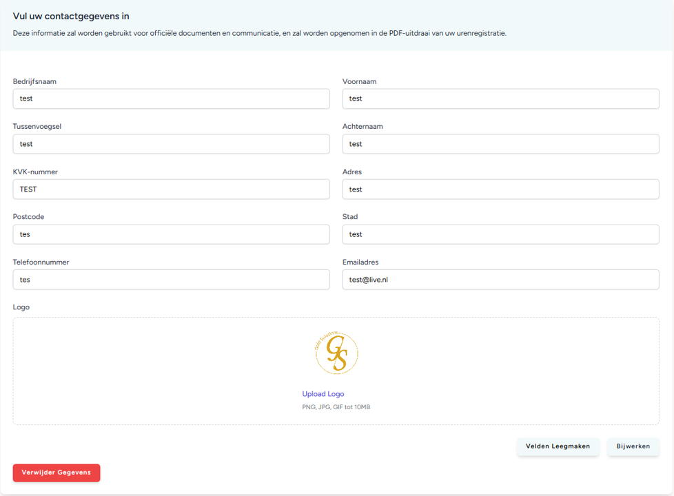 Contact Gegevens Formulier